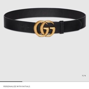 Gucci Marmont Black Leather Belt with Shiny Gold Buckle (Size Gucci 110)
